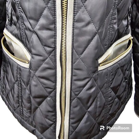 VINCE CAMUTO Quilted Faux Suede Trim Black Field Equestrian Jacket - Picture 7 of 16